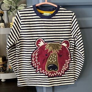 Kids Striped Bear Shirt - Navy and Red